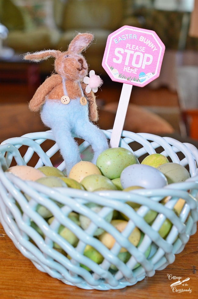 Easter eggs in a woven basket | cottage at the crossroads