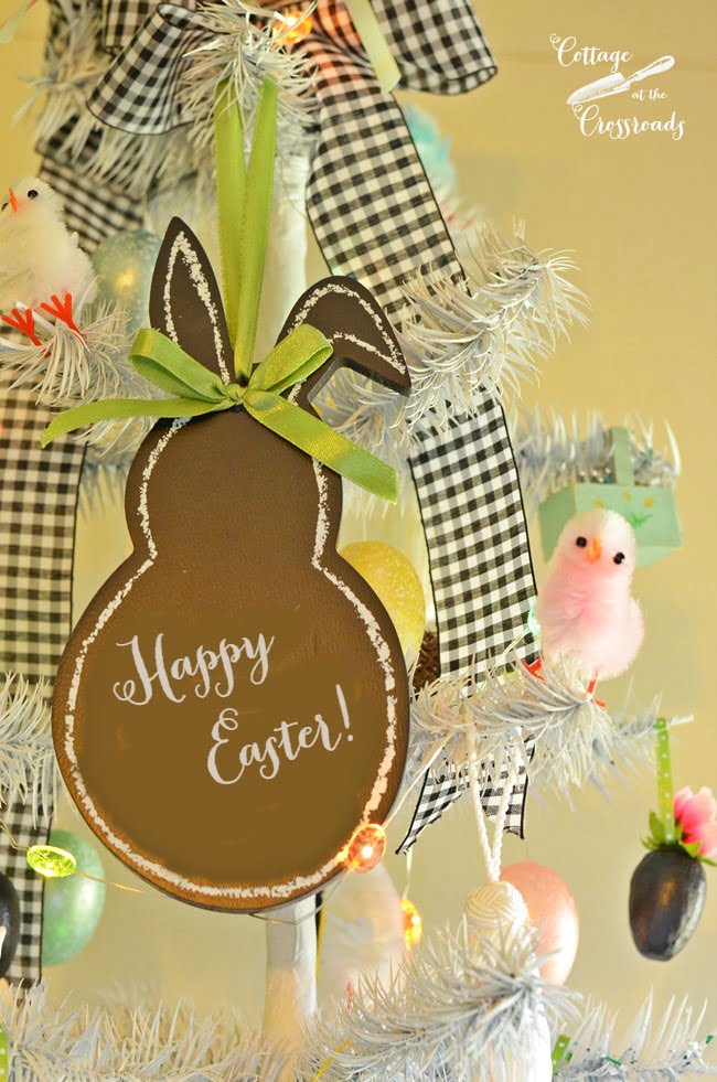 Bunny ornament on an easter tree