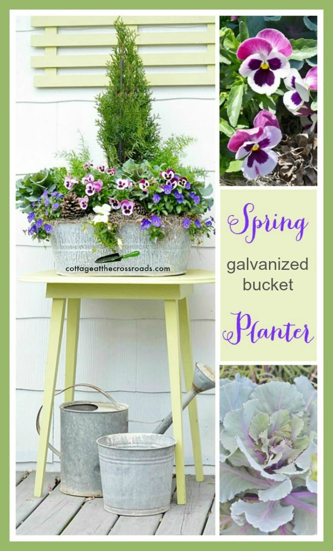 Spring galvanized tub planter | cottage at the crossroads