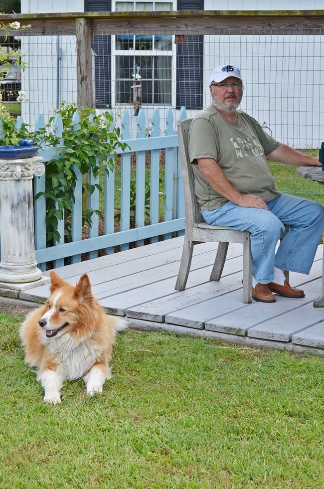 Freestanding deck in the garden