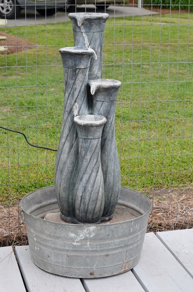 Galvanized tub fountain