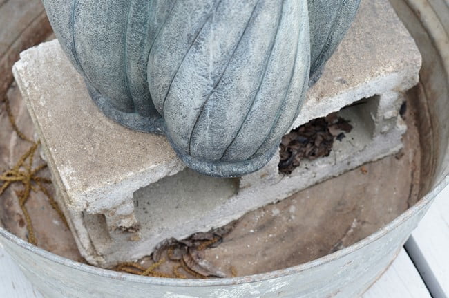 Fountain on top of a concrete block