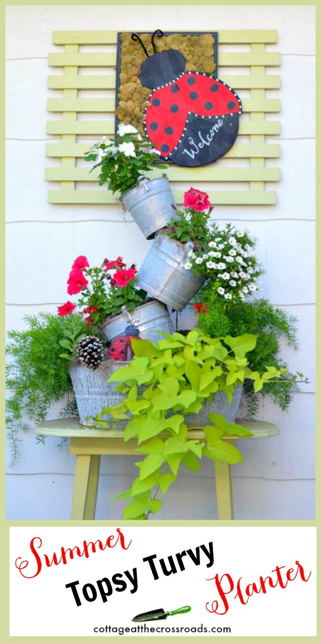 Summer topsy turvy planter | cottage at the crossroads