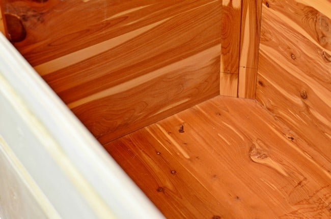 Cedar inside a hope chest