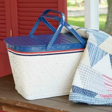 Painted patriotic picnic basket