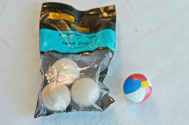 Painted miniature beach balls for a beach fairy garden