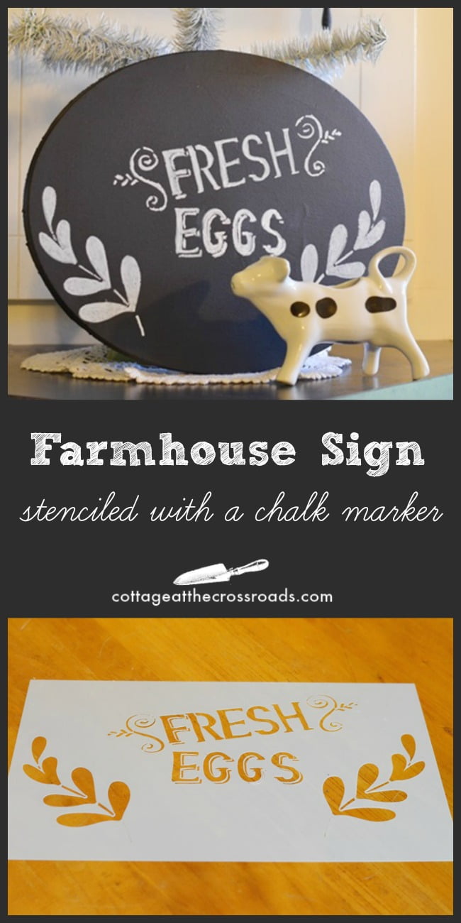 Farmhouse sign stenciled with a chalk marker | cottage at the crossroads