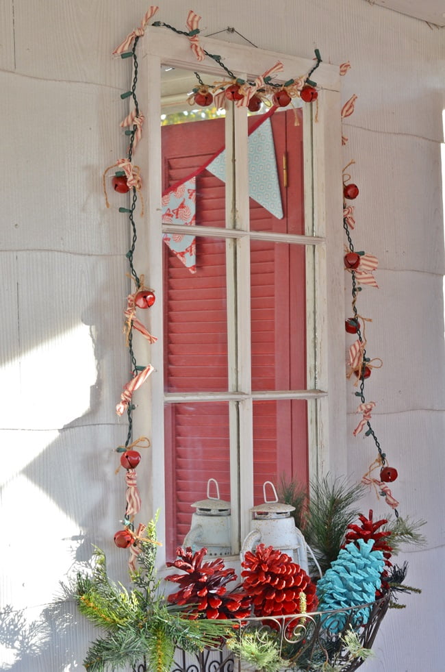 Mirror on a christmas porch