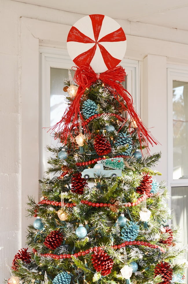 Red and aqua christmas tree