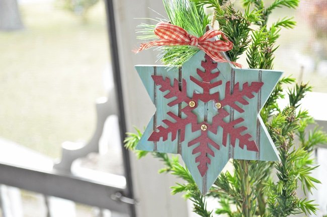 Wooden snowflake ornament