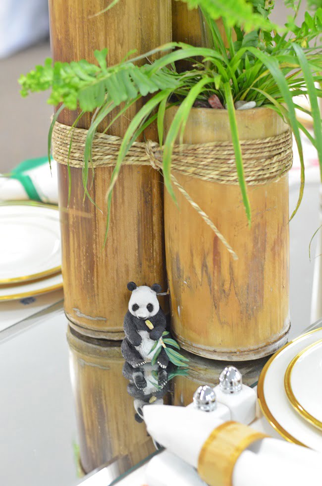 Bamboo centerpieces on a nature inspired table