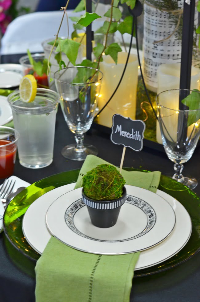 In the garden themed tablescape