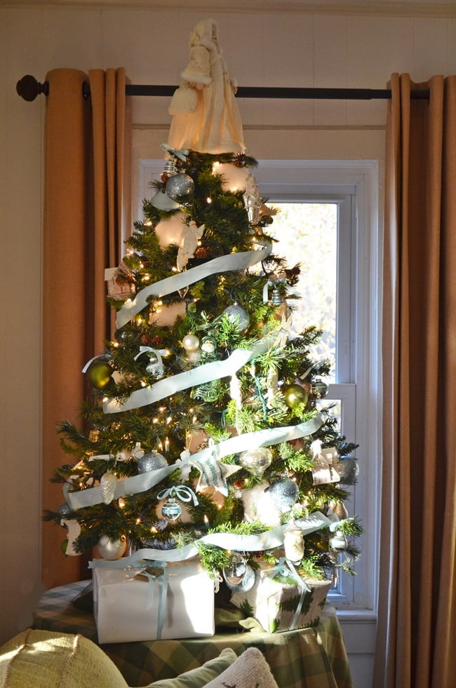 Blue and green christmas tabletop tree | cottage at the crossroads