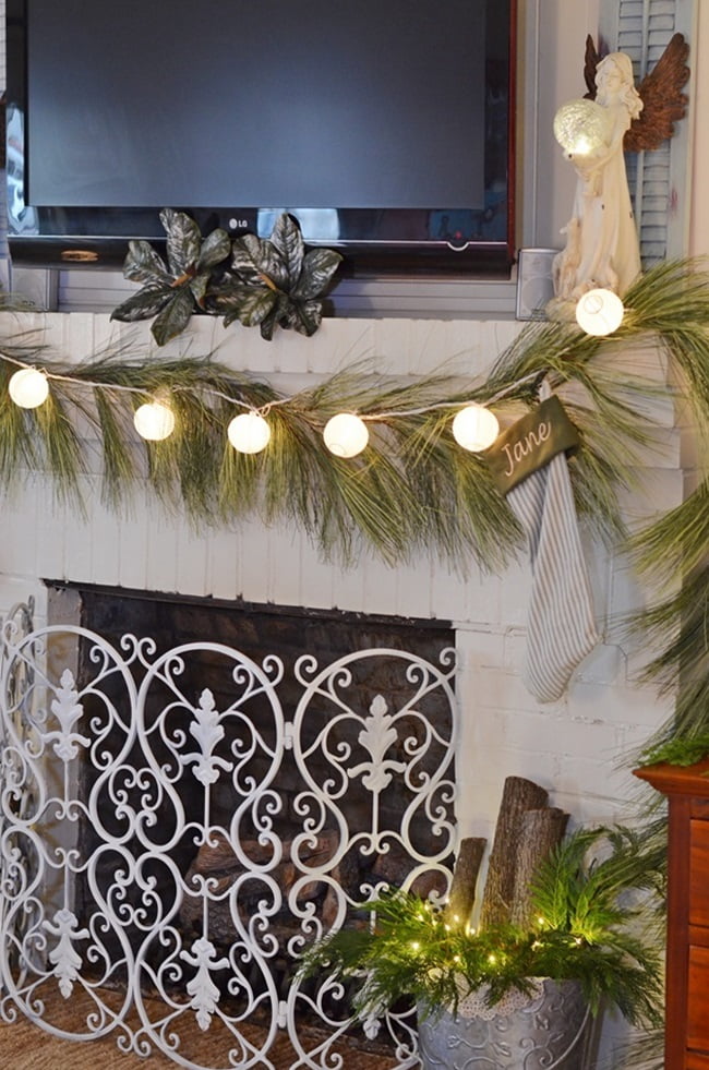 Small chinese lanterns used on a christmas mantel | cottage at the crossroads