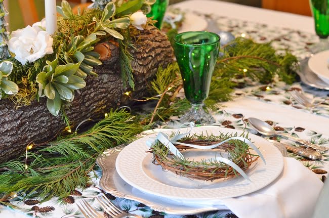 Yule log tablescape | cottage at the crossroads