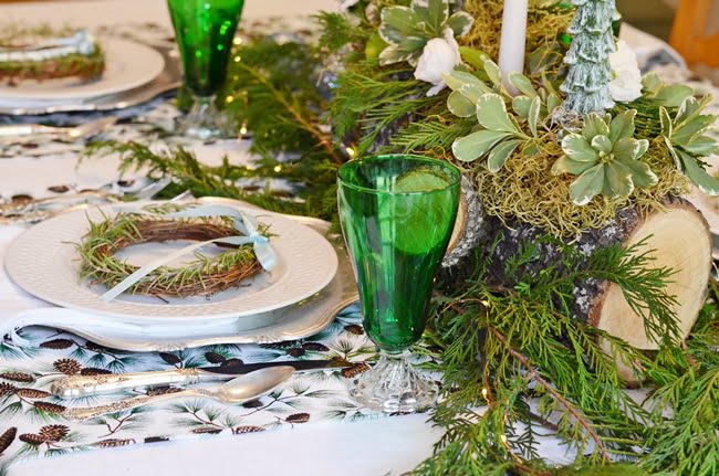 Yule log tablescape | cottage at the crossroads