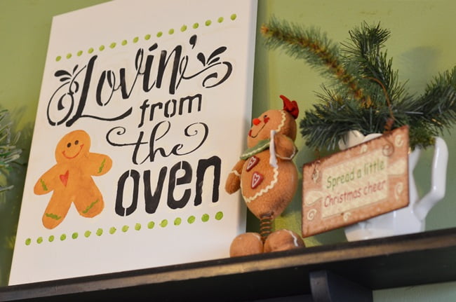 Gingerbread stenciled sign | cottage at the crossroads