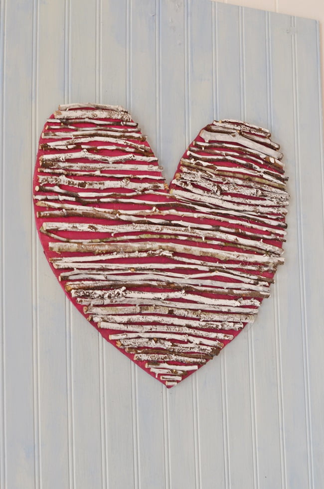 Rustic Painted Twig Wooden Heart Decoration - DIY & Crafts