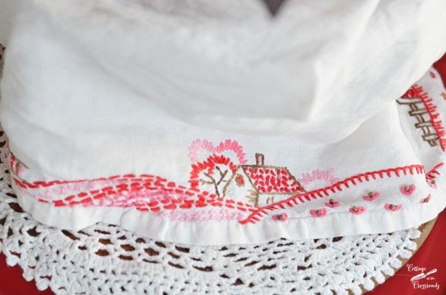 Vintage embroidery | cottage at the crossroads