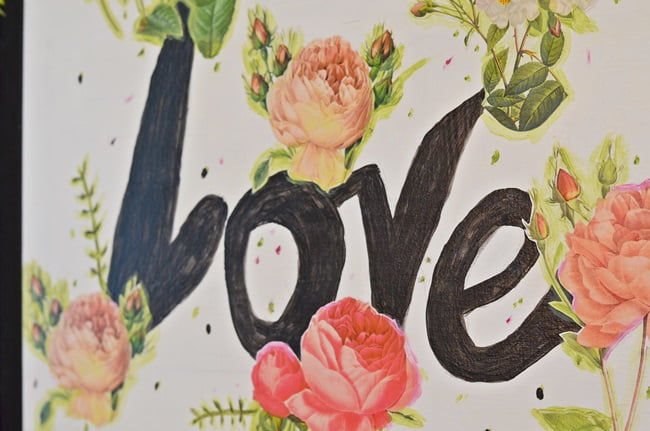 Valentine's day art decoupaged on canvas