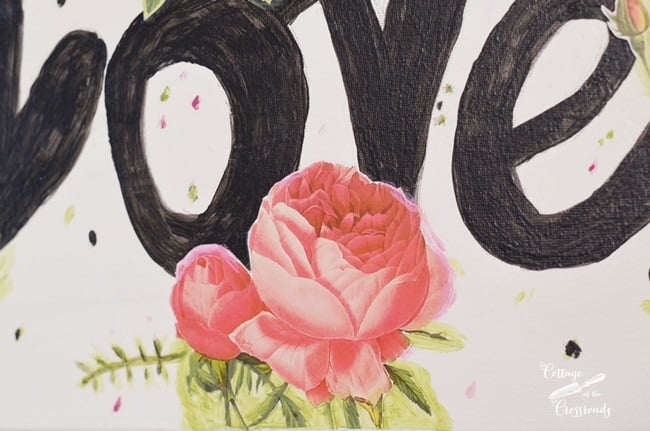 Valentine's day art decoupaged on canvas