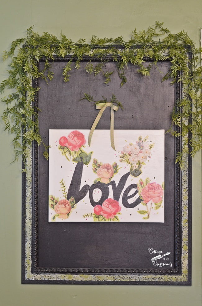 Valentine's day art decoupaged on canvas | cottage at the crossroads