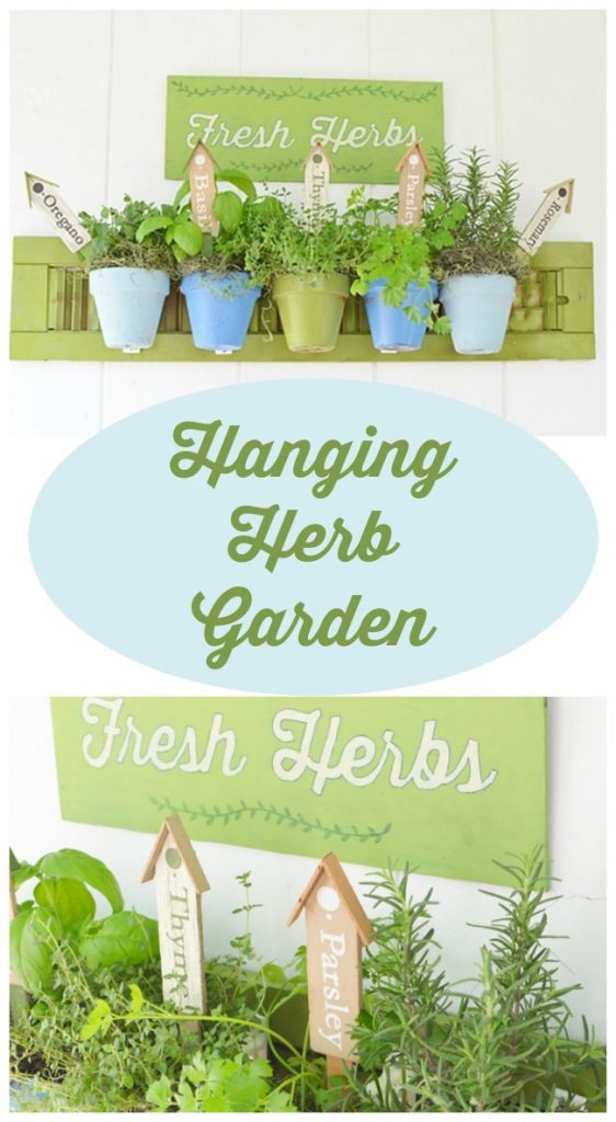 How to make a hanging herb garden using terracotta pot holders for sale on the blog cottage at the crossroads