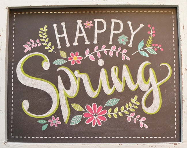 Hello spring chalkboard sign | cottage at the crossroads