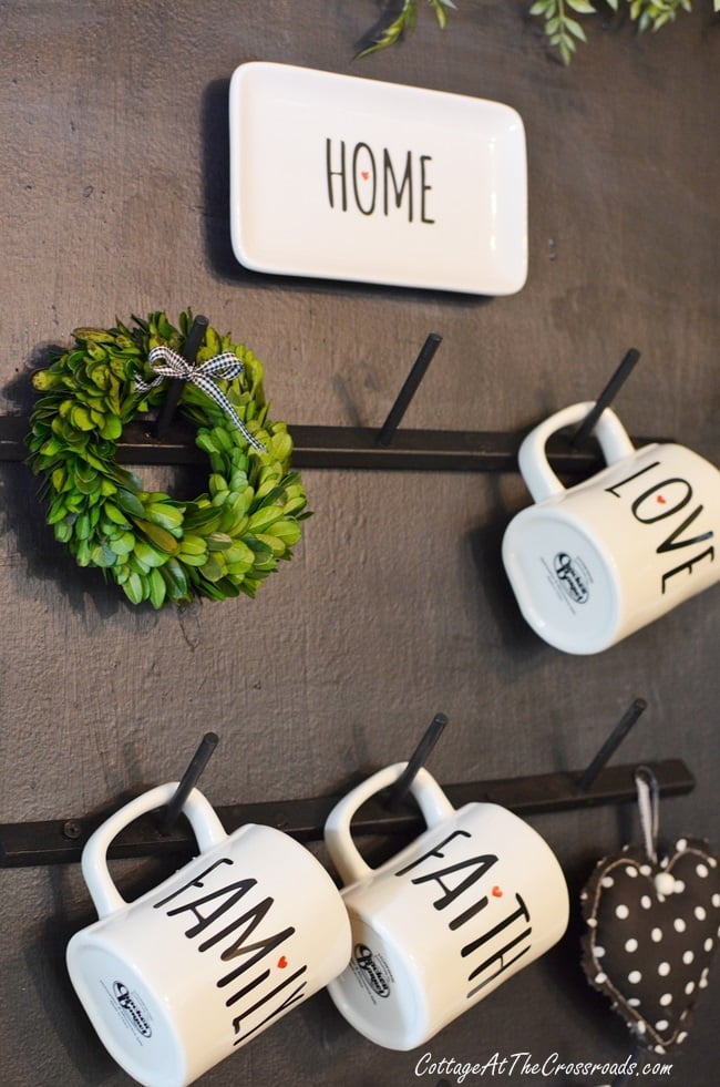 Diy farmhouse style mug rack