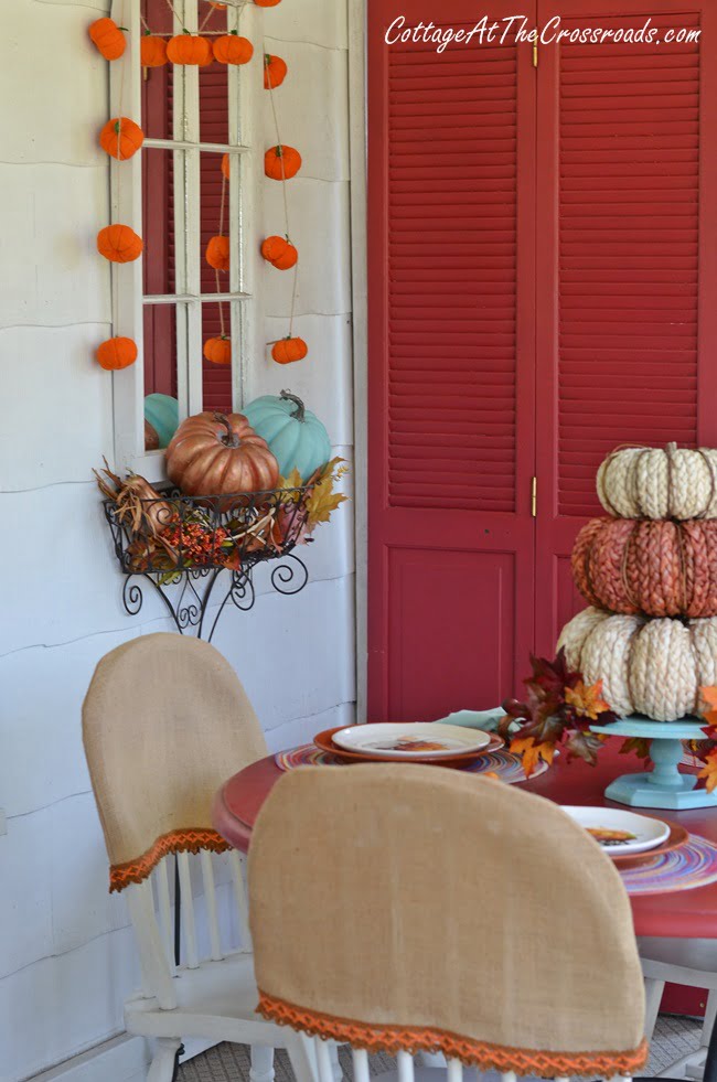 Aqua autumn porch