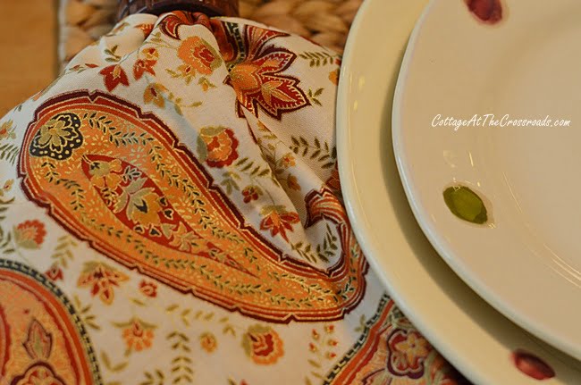 Handmade napkins on an autumn table