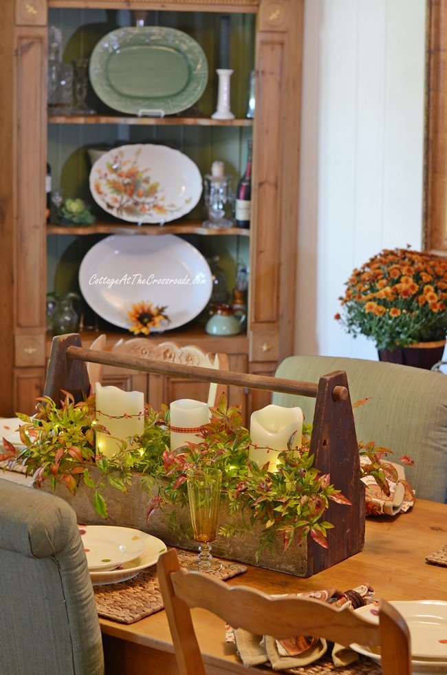 A traditional fall farmhouse tablescape