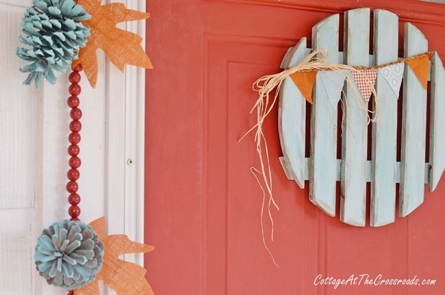 Repurposed plant dolly turned into a fall wreath