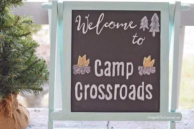 Vintage camper christmas porch decorations at camp crossroads