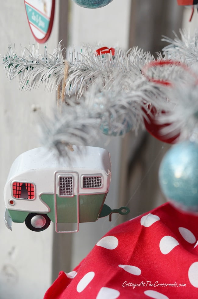 Vintage camper christmas ornament