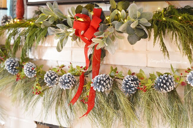 Blue painted pine cones