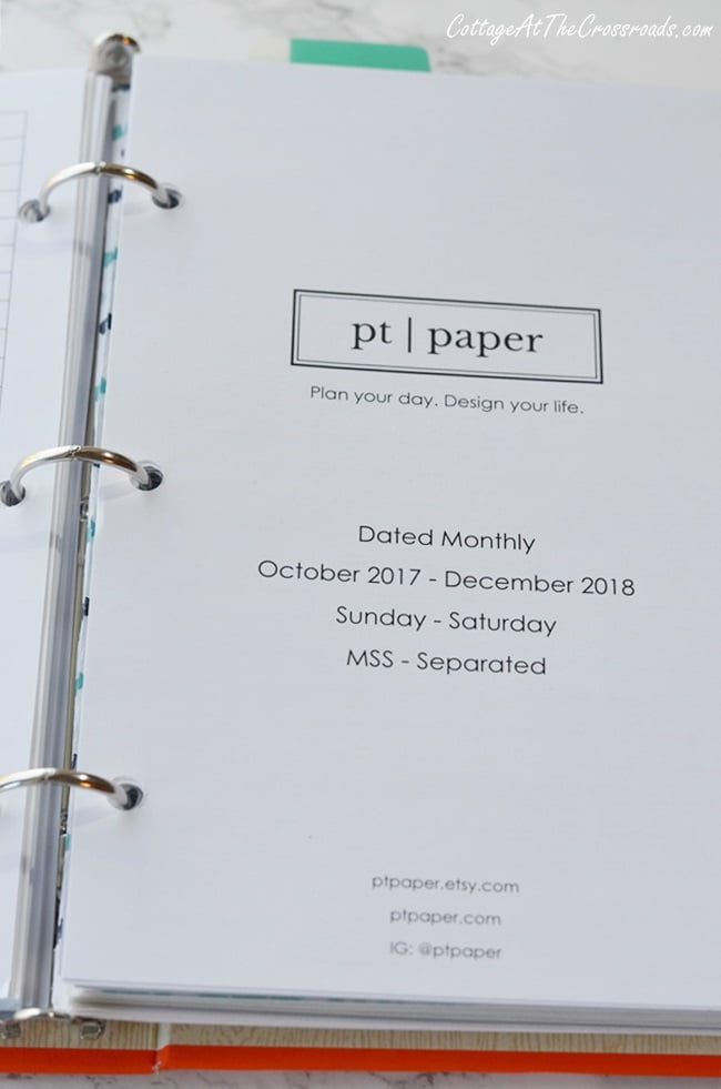 Preprinted and prepunched calendar pages for a mini binder planner