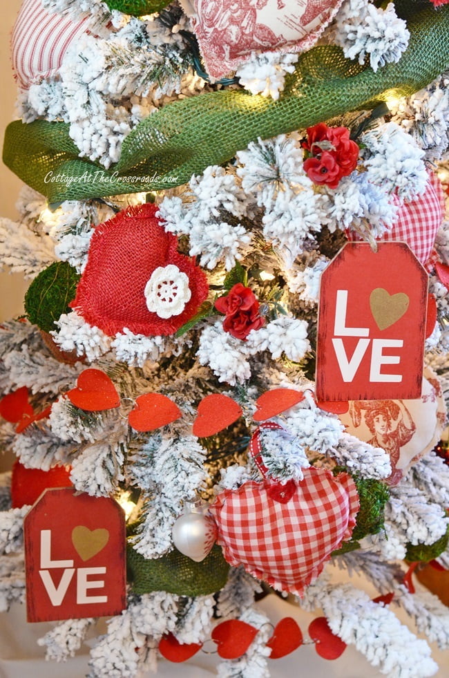 Fabric hearts on a valentine's day tree