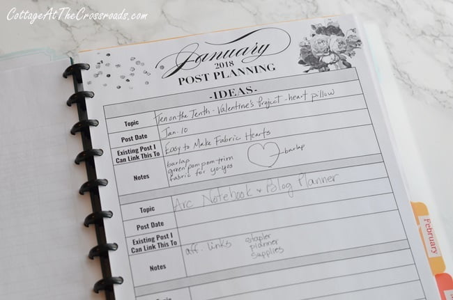 A page from jennifer carroll's blog planner