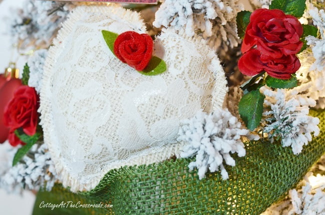 Lace covered fabric heart