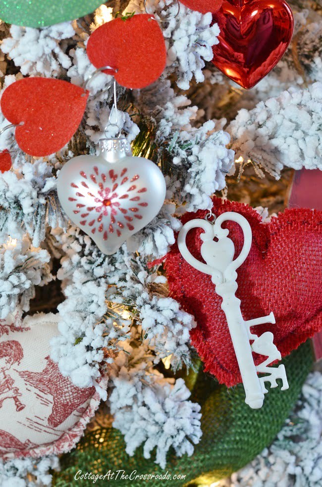 Ornaments on a valentine's day tree