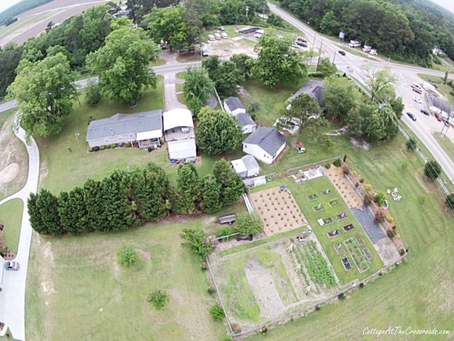 Aerial photo of the garden at the crossroads