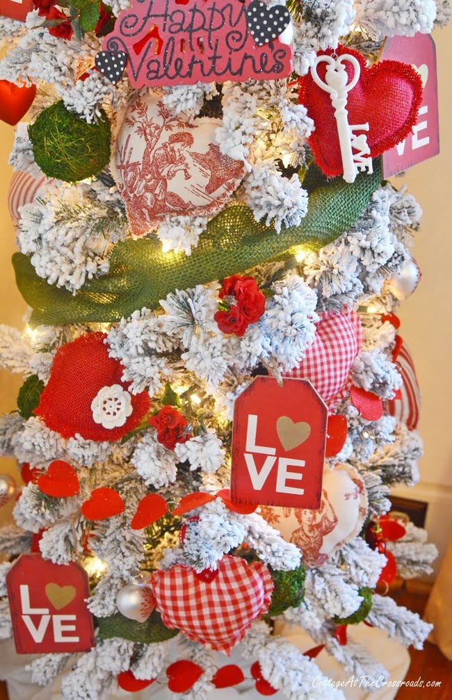 Decorations on a valentine's day tree