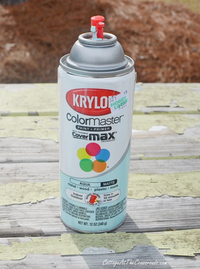 Aqua spray paint used to paint beer bottles
