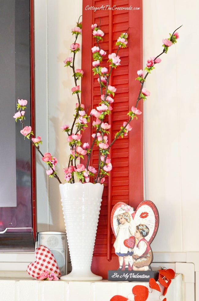 Red wooden shutter used to decorate for valentine's day