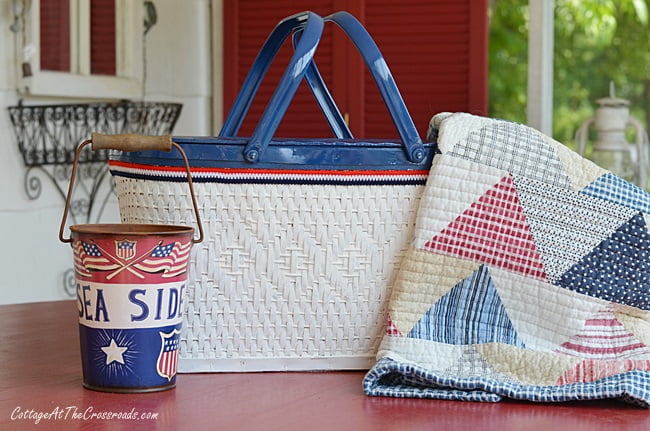 Thrifty home decor project: painted picnic basket