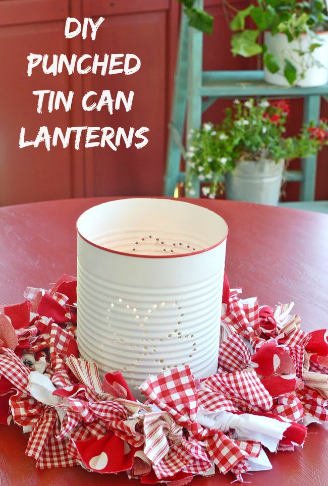 DIY Punched Tin Can Lanterns Cottage at the Crossroads