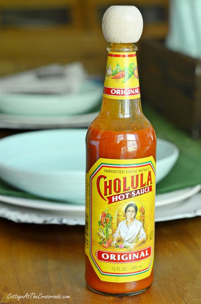 Cholula hot sauce used in making a spicy dipping sauce