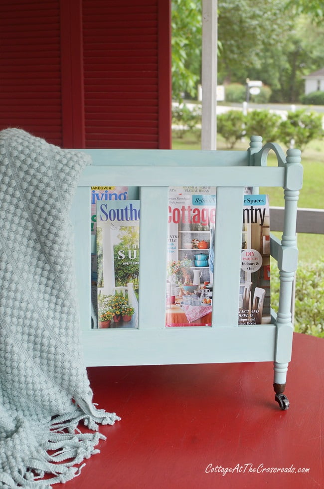 Upcycled magazine rack