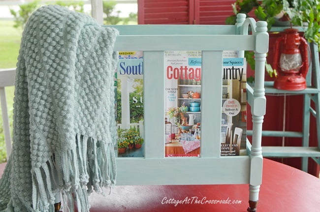 Upcycled vintage magazine rack